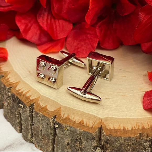 Vintage Silver Lego Inspired Square Cufflinks - Picture 11 of 16